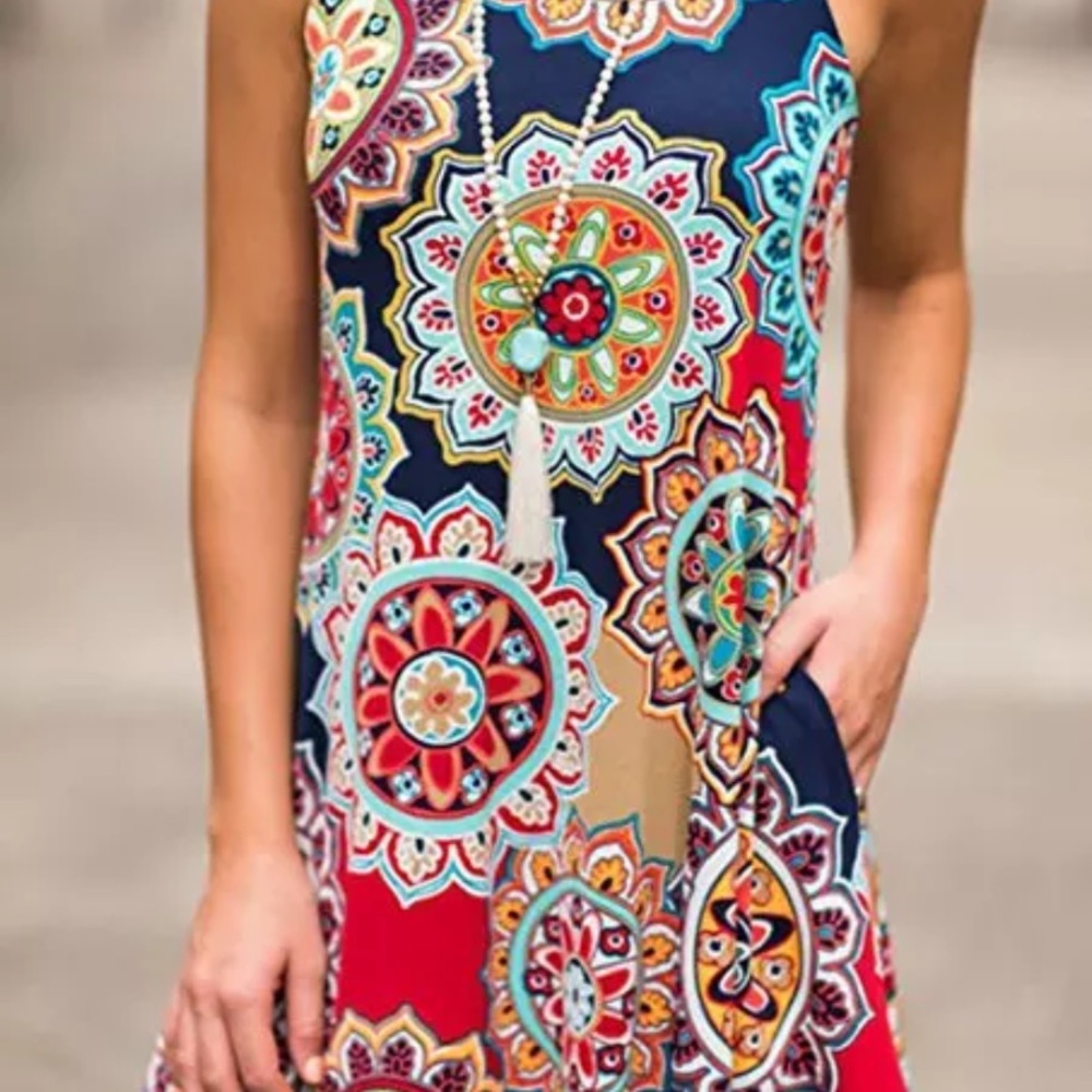 Sleeveless Multi-Colored Dress - Picture 3 of 3